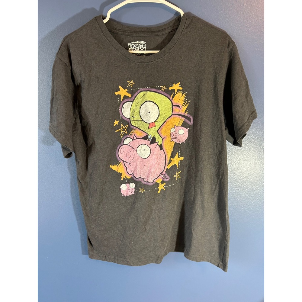 Nickelodeon Invader Zim T-Shirt Men's L Charcoal Grey Gir and Pig Graphic